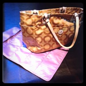Coach Coated Canvas Diaper Bag Sandw/Purple Lining